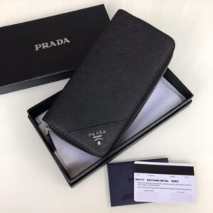 Alternative view of Replica Prada Saffiano Long Wallet Black Silver