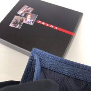 Alternative view of Replica Prada Saffiano Two Fold Wallet Blue