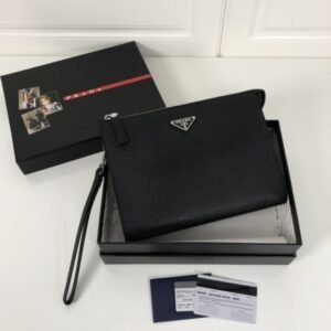 Fake Prada Saffiano Pouch Silver
