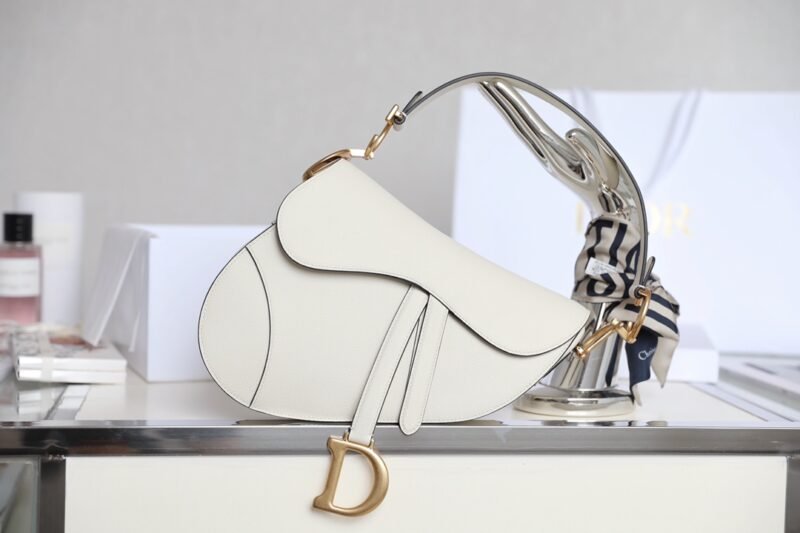 Fake Dior Saddle White Wool