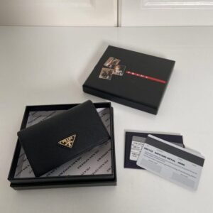 Replica Prada Saffiano Wallet Black Silver