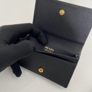 Alternative view of Replica Prada Saffiano Wallet Black Silver