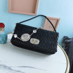 Replica Miu Miu Crystal Handbag Black