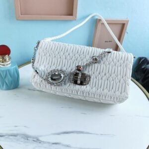 Fake Miu Miu Crystal Handbag White