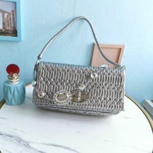 Replica Miu Miu Crystal Handbag Silver