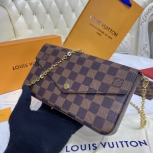Replica Louis Vuitton Félicie Pochette Brown Grid