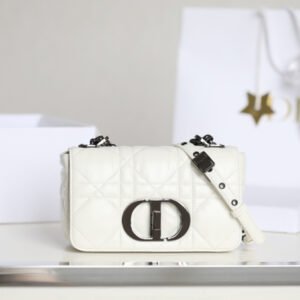 Replica Dior Caro Bag White Gunmetal