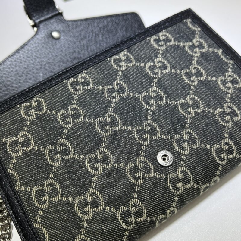 Replica Gucci Dionysus GG Chain Wallet Denim Black - Image 2