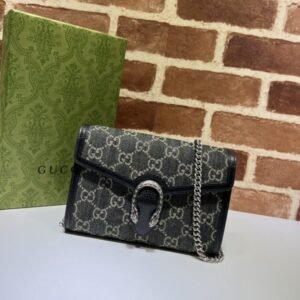 Replica Gucci Dionysus GG Chain Wallet Denim Black