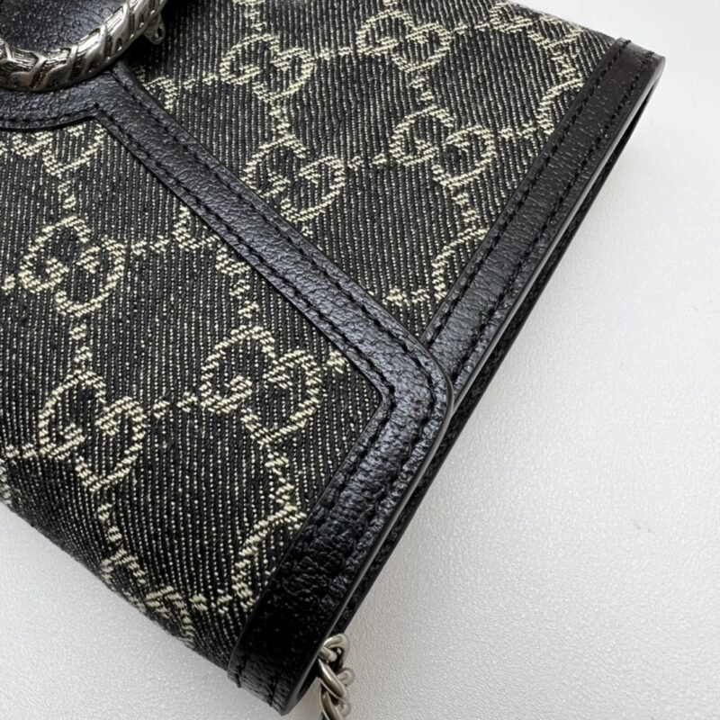 Replica Gucci Dionysus GG Chain Wallet Denim Black - Image 7