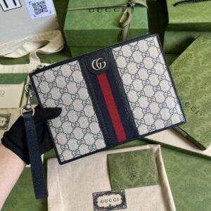 Fake Gucci Ophidia Web Clutch Blue