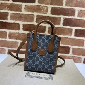 Fake Gucci Ophidia Mini Tote Bag Blue Denim