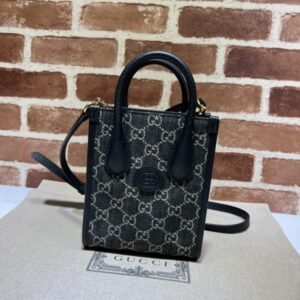 Fake Gucci Ophidia Mini Tote Bag Black Denim