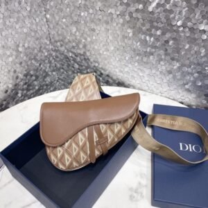 Fake Dior Saddle Bag Brown Triangle