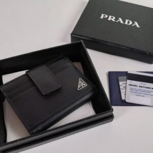 Fake Prada Saffiano Two Fold Wallet Silver