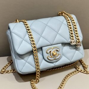 CHANEL 22P Enamel Bag Light Blue