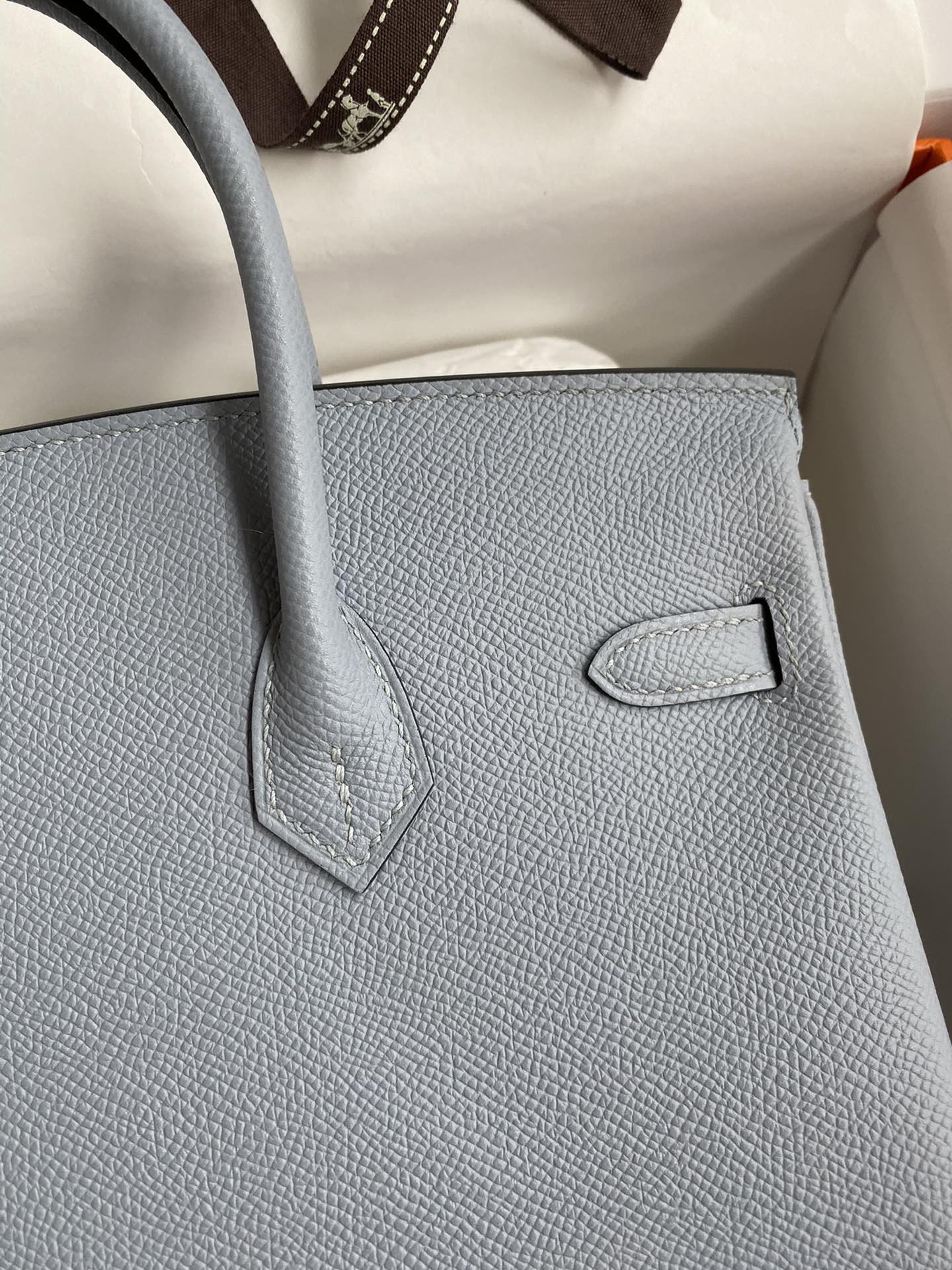 Replica Hermès Birkin Epsom Linen Blue Silver - Image 4
