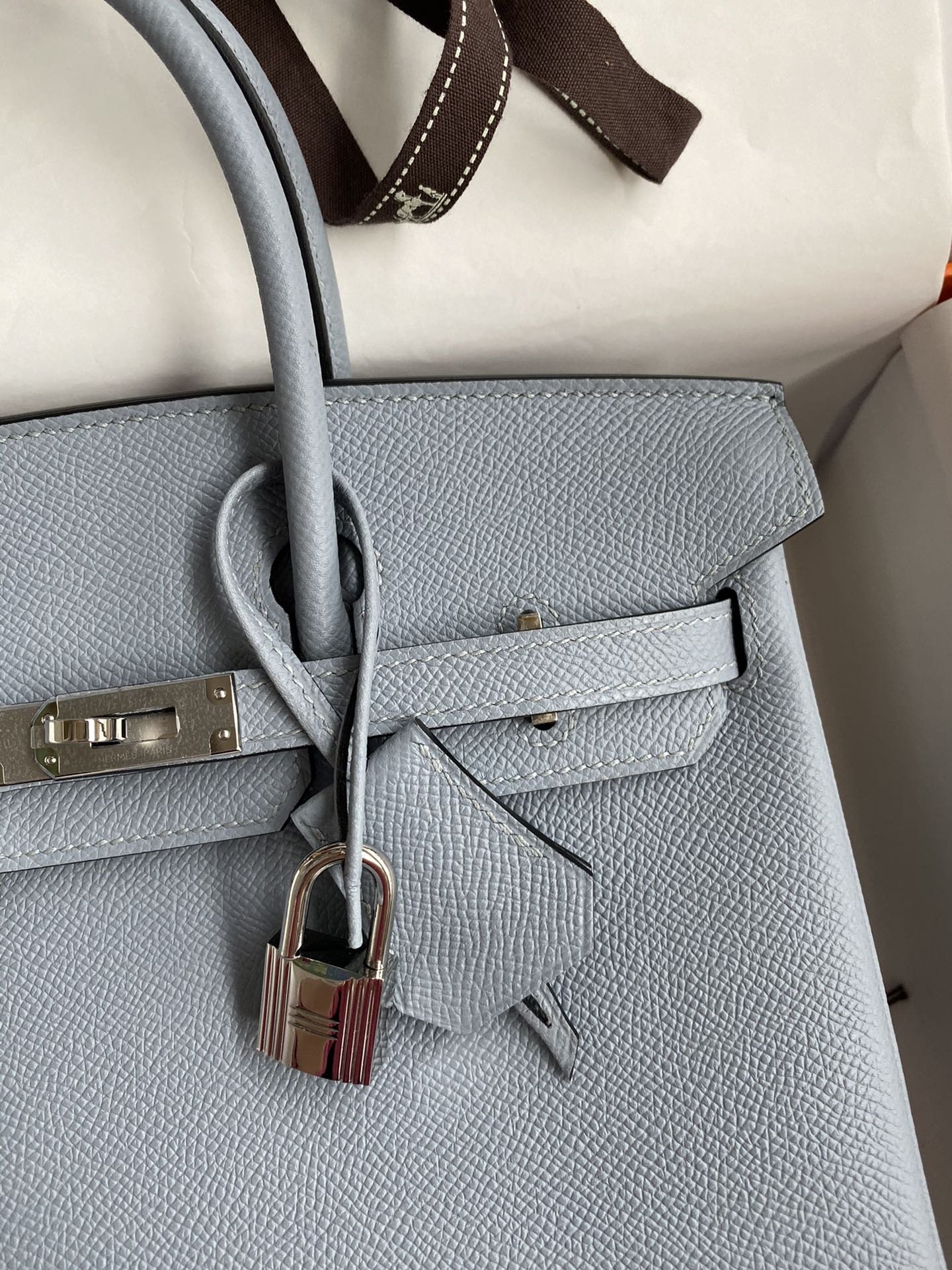 Replica Hermès Birkin Epsom Linen Blue Silver - Image 6