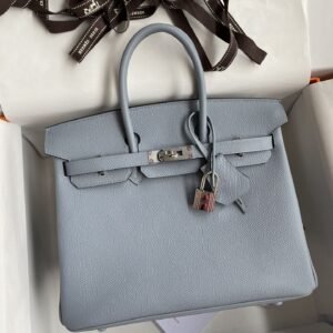 Replica Hermès Birkin Epsom Linen Blue Silver