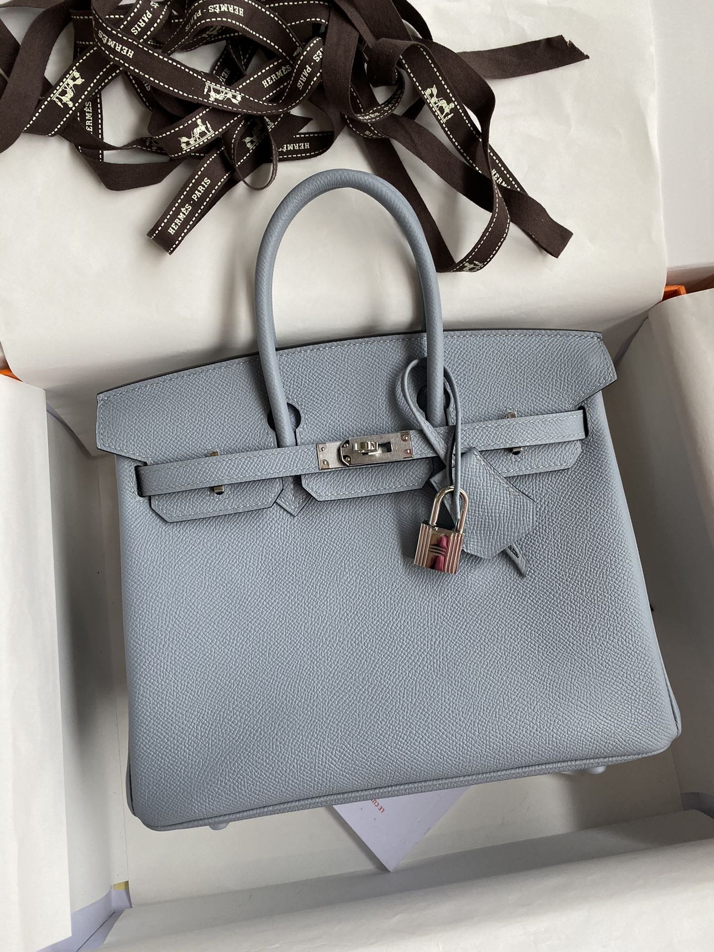 Replica Hermès Birkin Epsom Linen Blue Silver
