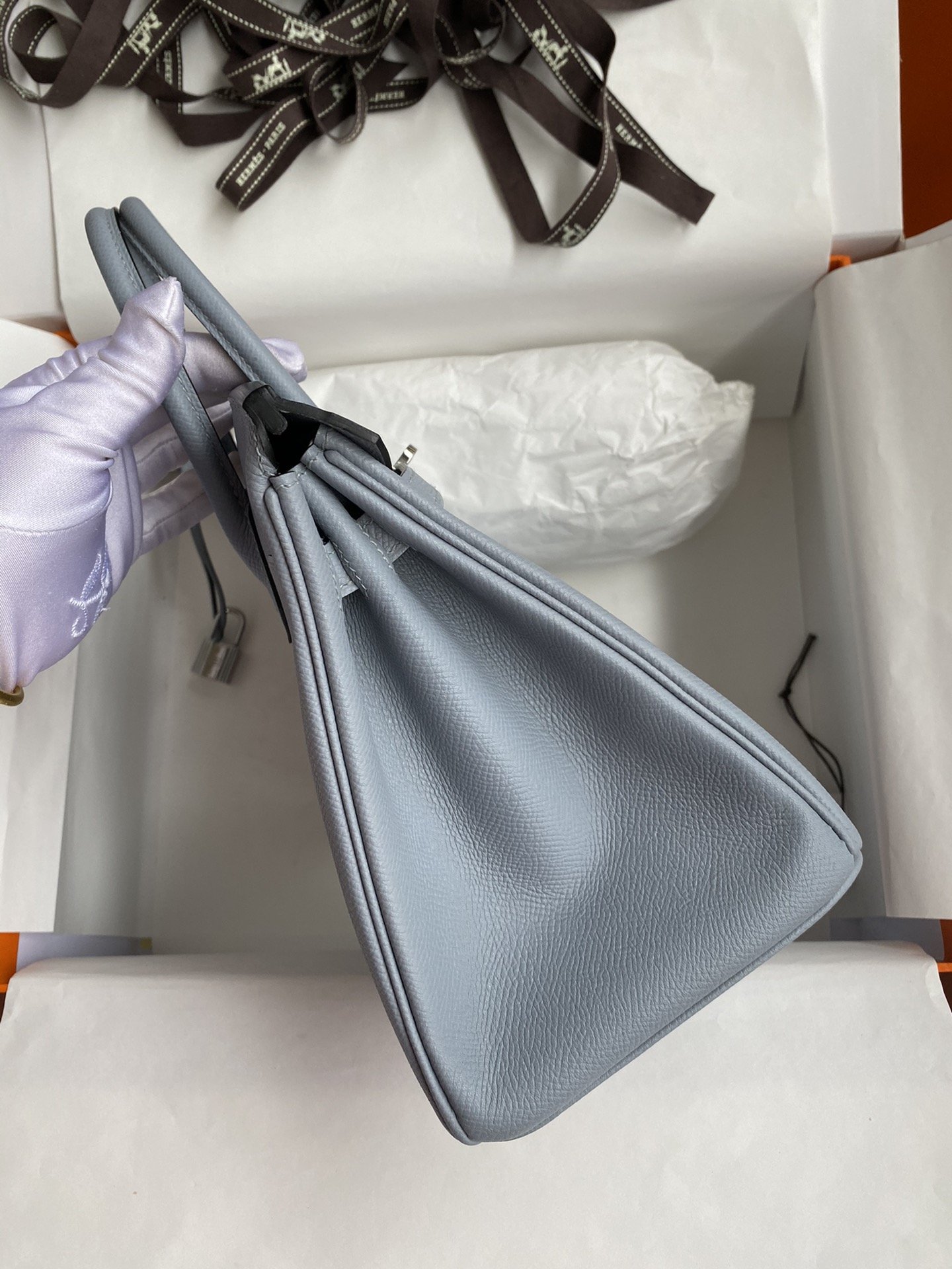 Replica Hermès Birkin Epsom Linen Blue Silver - Image 8