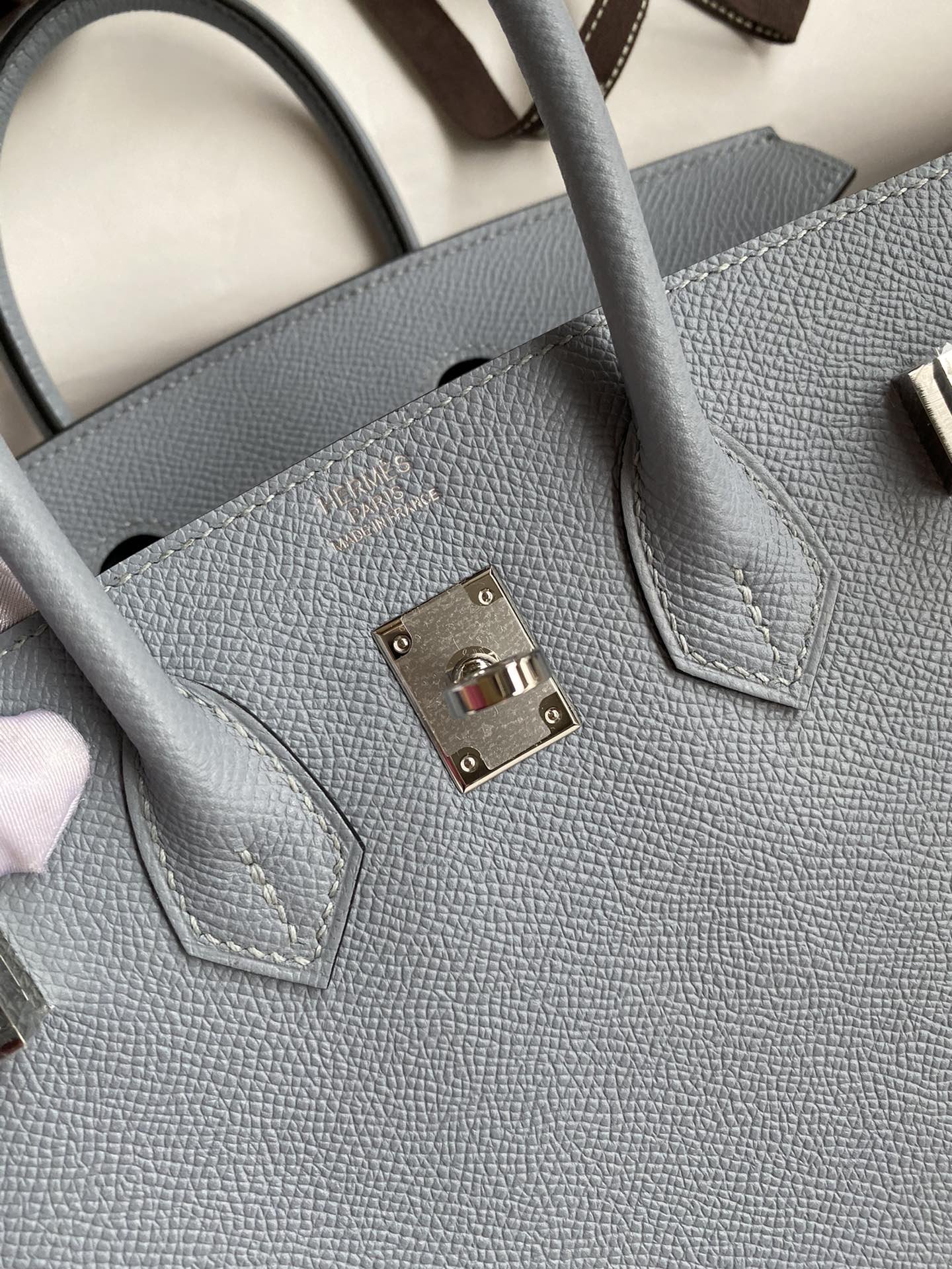 Replica Hermès Birkin Epsom Linen Blue Silver - Image 9