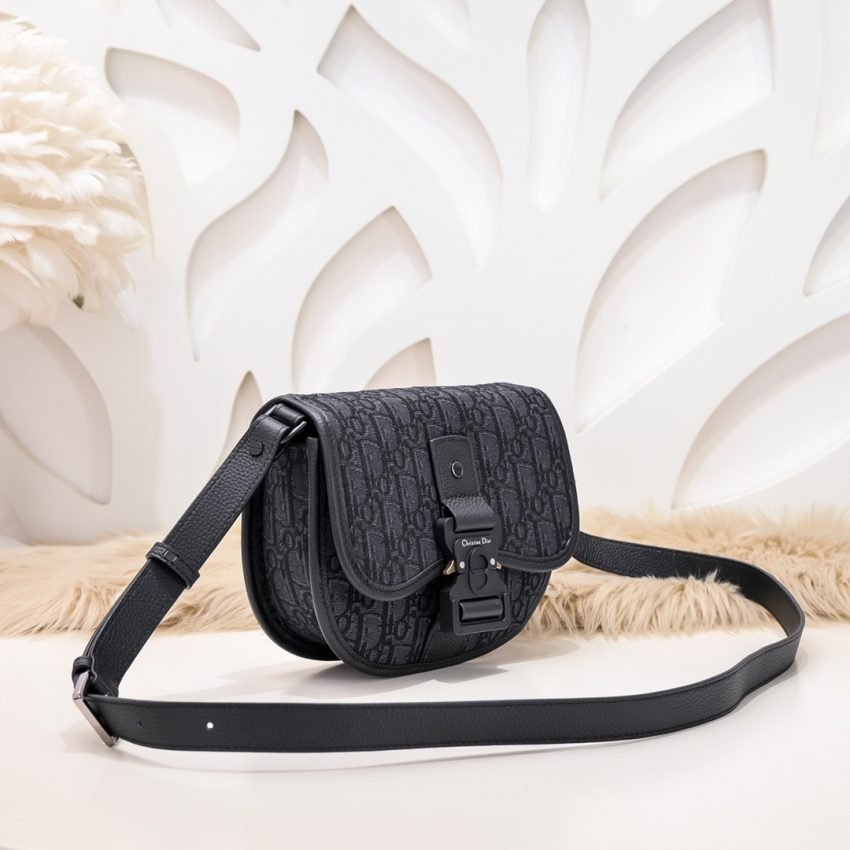 Replica Dior Mini Gallop Bag With Strap Black Canvas - Image 7
