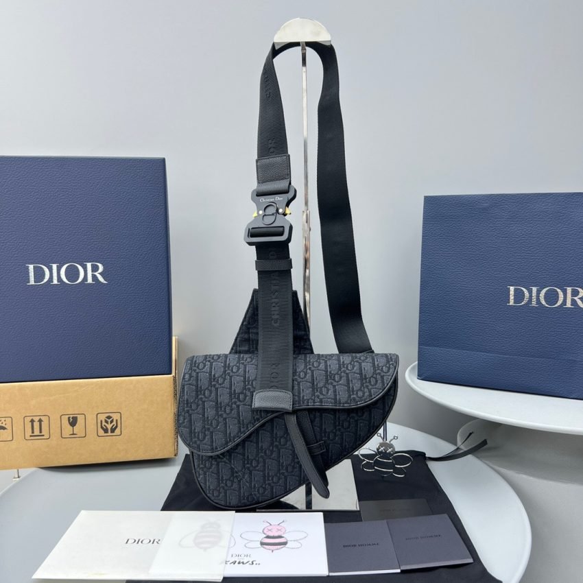 Fake Dior Saddle Bag Oblique Black