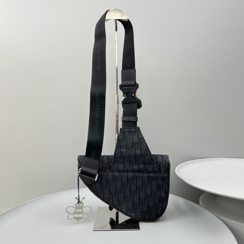 Fake Dior Saddle Bag Oblique Black - Image 3