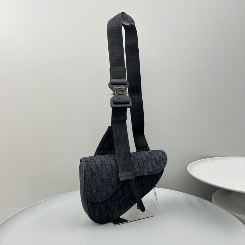 Fake Dior Saddle Bag Oblique Black - Image 9