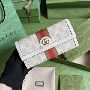 Fake Gucci Ophidia Long Wallet White