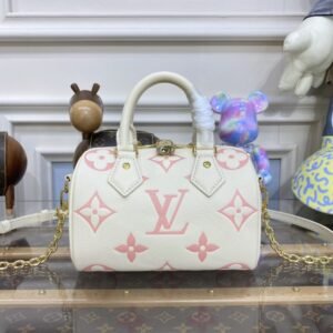 Replica Louis Vuitton Speedy Bandouliere 20 White Pink