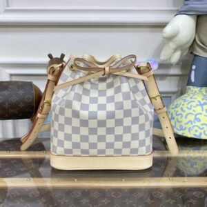 Fake Louis Vuitton Noe Bucket White Grid