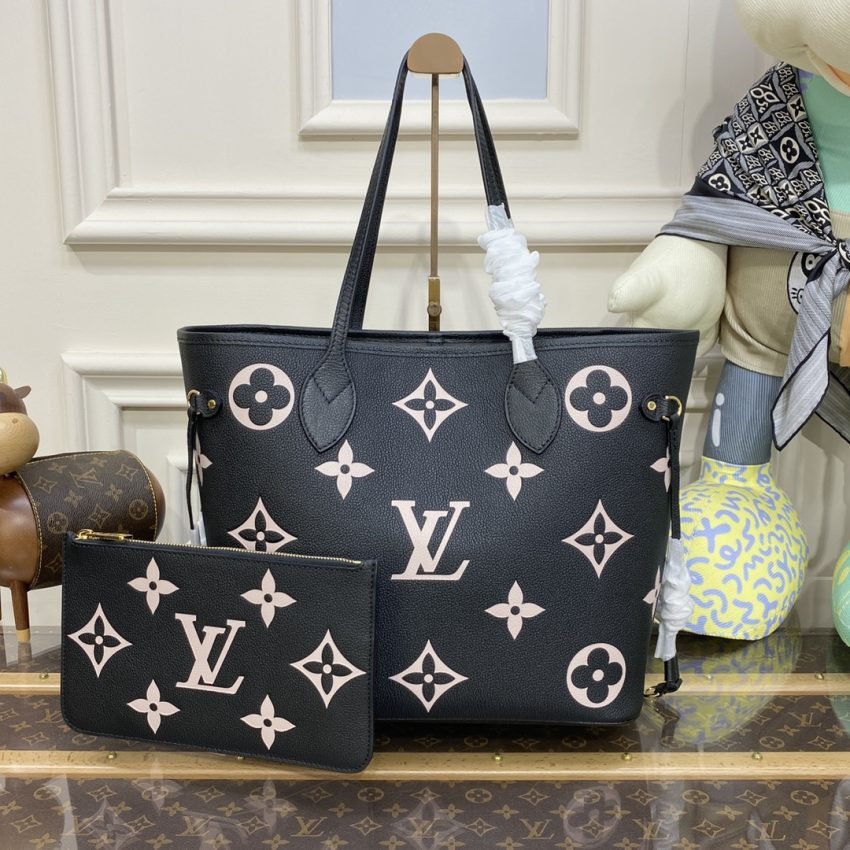 Fake Louis Vuitton Neverfull MM Black Pink - Image 3