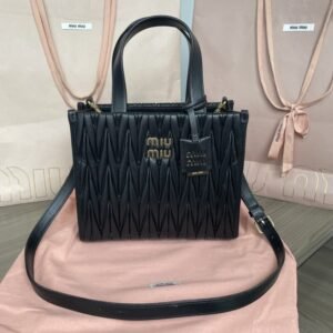 Replica Miu Miu Matelassé Tote Black