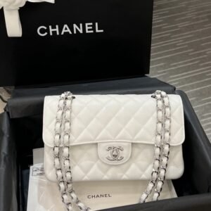 CHANEL Classic Flap 23cm White Silver