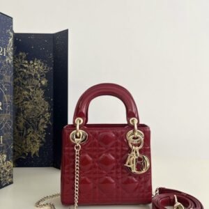 Fake Lady Dior Mini Red Patent