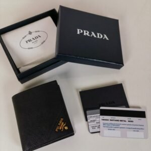 Fake Prada Saffiano Short Wallet Golden