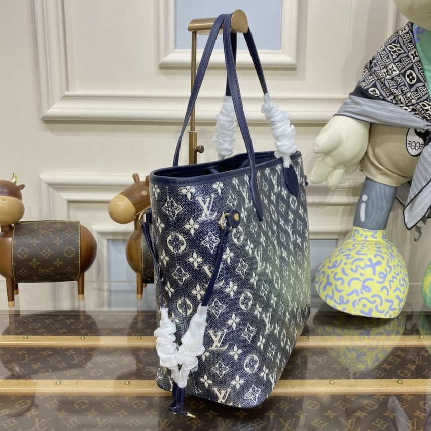 Fake Louis Vuitton Neverfull MM Denim Blue - Image 5