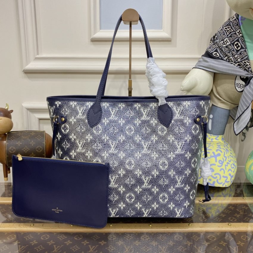 Fake Louis Vuitton Neverfull MM Denim Blue - Image 7