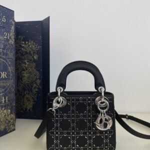 Replica Lady Dior Mini Satin Black