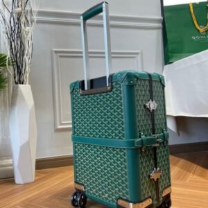 Fake Goyard Bourget Travel Suitcase Green
