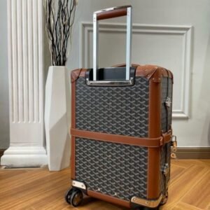 Fake Goyard Bourget Travel Suitcase Brown