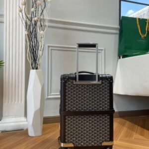 Fake Goyard Bourget Travel Suitcase Black
