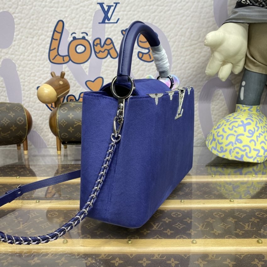 Fake Loius Vuitton Capucines Blue Velvet - Image 3