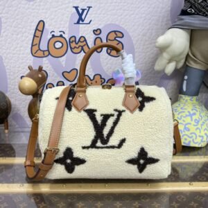 Fake Louis Vuitton Speedy Bandouliere 25 White Wool