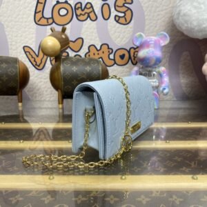 Alternative view of Replica Louis Vuitton Wallet On Chain Lily Sky Blue
