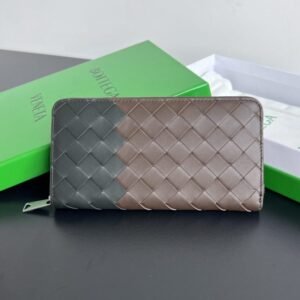 Fake Bottega Veneta Zip Long Wallet Brown&Black