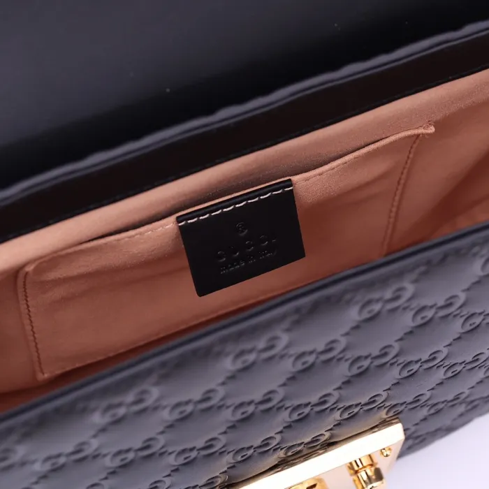 Fake Gucci Supreme Monogram Web Medium Padlock Messenger Shoulder Bag - Image 4