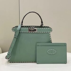Fake Fendi Peekaboo Green Python Handle
